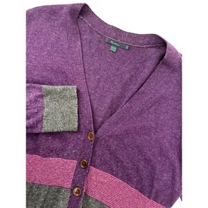 Boden Womens Purple Grey Colorblock Cashmere Angora Blend Long Cardigan Size 20